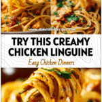 Creamy butter chicken linguine twirled on a fork with rich garlic sauce for an elegant dinner idea chicken.